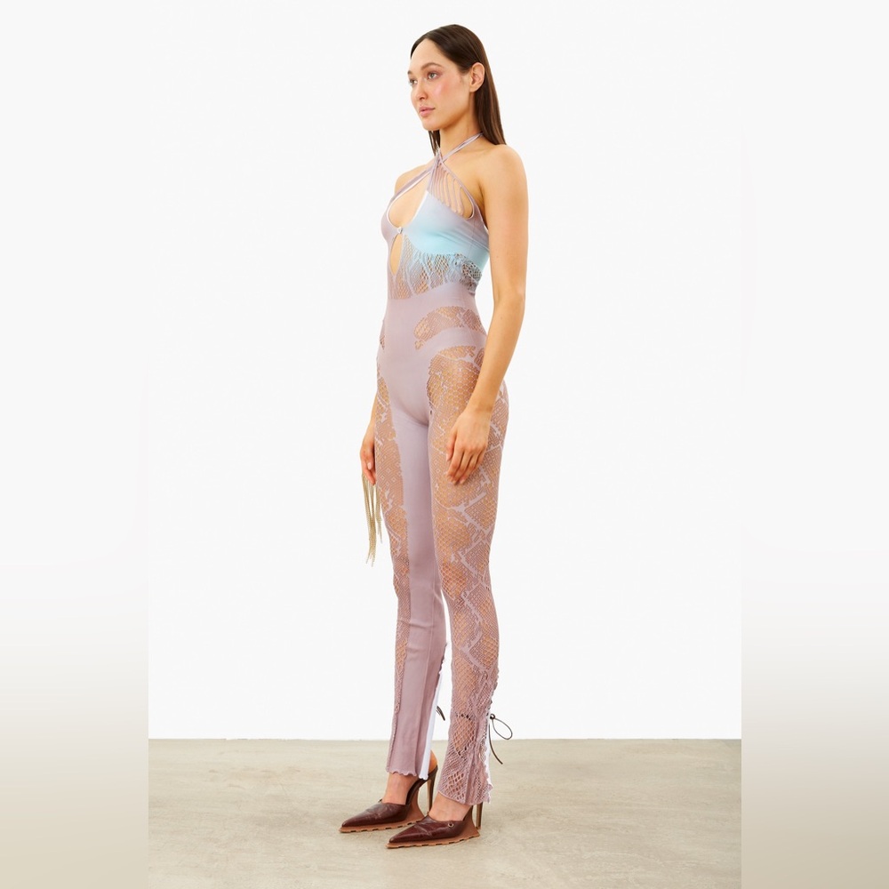 POSTER GIRL | Lavender and Silver | Lace Jumpsuit | New